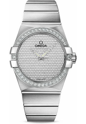 Omega Gents Constellation Jewellery Watch - 38 mm Brushed White Gold Case - Diamond Bezel - Diamond Paved Dial