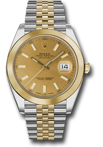 Rolex Steel and Yellow Gold Rolesor Datejust 41 Watch - Smooth Bezel - Champagne Index Dial - Jubilee Bracelet