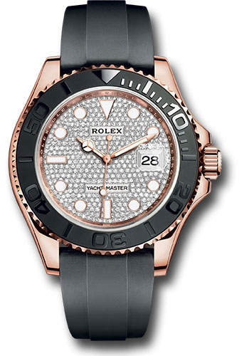 Rolex Everose Gold Yacht-Master 40 Watch - Diamond Paved Dial - Oysterflex Strap