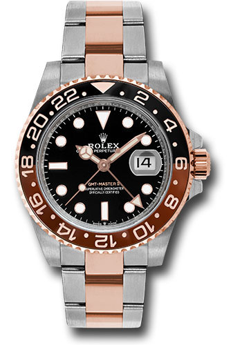 Rolex Everose Rolesor GMT-Master II 40 Watch - Black And Brown Root Beer Bezel - Black Dial - Oyster Bracelet