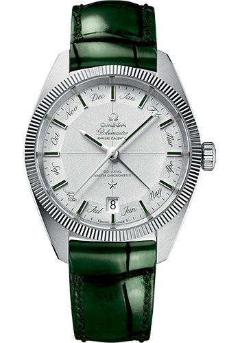 Omega Constellation Globemaster Co-Axial Master Chronometer Annual Calendar Limited Edition of 52 Watch - 41 mm Platinum Case - Platinum Dial - Green Leather Strap