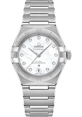 Omega Constellation Manhattan Co-Axial Master Chronometer Watch - 29 mm Steel Case - Mother-Of-Pearl Diamond Dial