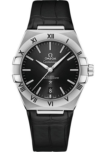 Omega Constellation OMEGA Co-Axial Master Chronometer - 39 mm Steel Case - Black Dial - Black Leather Strap