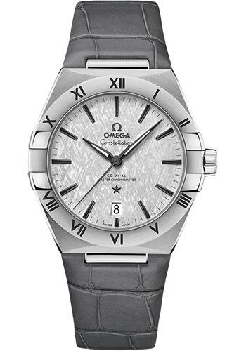 Omega Constellation OMEGA Co-Axial Master Chronometer - 39 mm Steel Case - Rhodium-Grey Dial - Grey Leather Strap