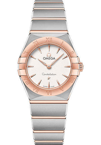 Omega Constellation Manhattan Quartz Watch - 25 mm Steel And Sedna Gold Case - Crystal White Silvery Dial