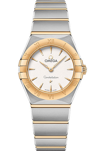 Omega Constellation Manhattan Quartz Watch - 25 mm Steel And Yellow Gold Case - Crystal White Silvery Dial