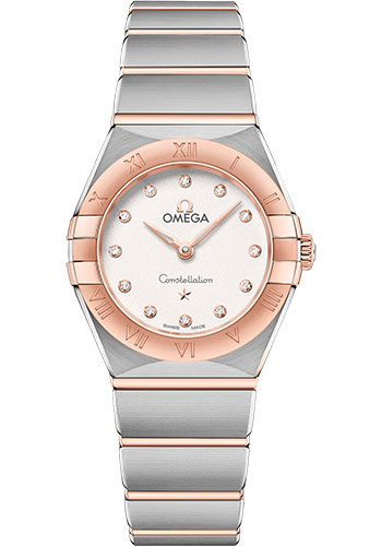 Omega Constellation Manhattan Quartz Watch - 25 mm Steel And Sedna Gold Case - Crystal White Silvery Diamond Dial