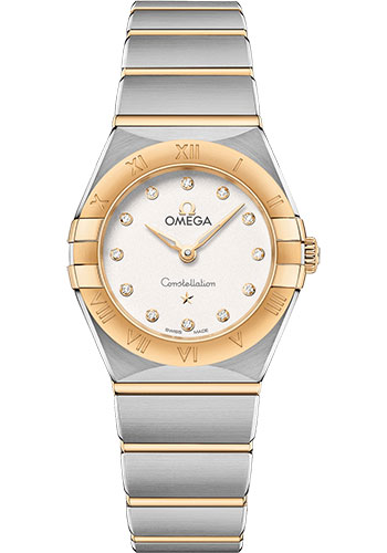 Omega Constellation Manhattan Quartz Watch - 25 mm Steel And Yellow Gold Case - Crystal White Silvery Diamond Dial