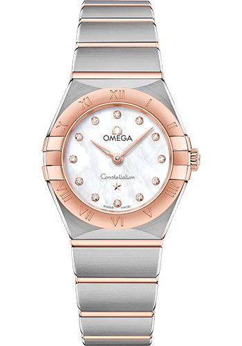 Omega Constellation Manhattan Quartz Watch - 25 mm Steel And Sedna Gold Case - Mother-Of-Pearl Diamond Dial