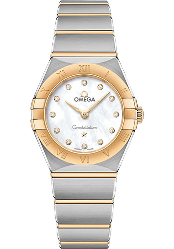 Omega Constellation Manhattan Quartz Watch - 25 mm Steel And Yellow Gold Case - Mother-Of-Pearl Diamond Dial