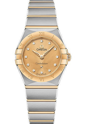 Omega Constellation Manhattan Quartz Watch - 25 mm Steel And Yellow Gold Case - Champagne Diamond Dial