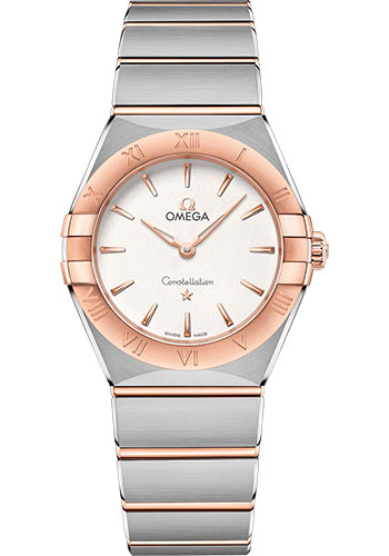 Omega Constellation Manhattan Quartz Watch - 28 mm Steel And Sedna Gold Case - Crystal White Silvery Dial