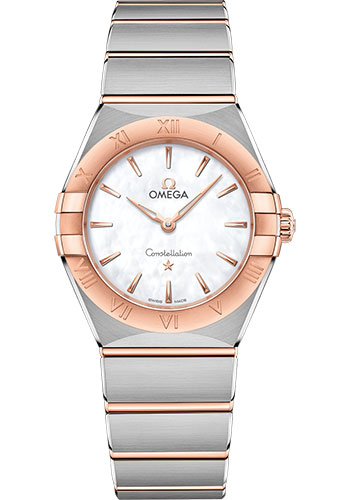 Omega Constellation Manhattan Quartz Watch - 28 mm Steel And Sedna Gold Case - Mother-Of-Pearl Dial