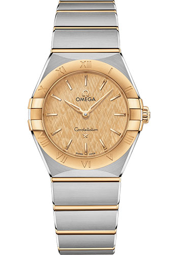 Omega Constellation Manhattan Quartz Watch - 28 mm Steel And Yellow Gold Case - Champagne Dial