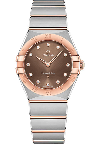 Omega Constellation Manhattan Quartz Watch - 28 mm Steel And Sedna Gold Case - Brown Diamond Dial