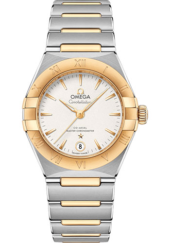 Omega Constellation Manhattan Co-Axial Master Chronometer Watch - 29 mm Steel And Yellow Gold Case - Crystal White Slivery Dial