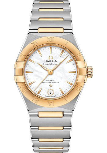Omega Constellation Manhattan Co-Axial Master Chronometer Watch - 29 mm Steel And Yellow Gold Case - Mother-Of-Pearl Dial