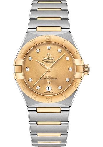 Omega Constellation Manhattan Co-Axial Master Chronometer Watch - 29 mm Steel And Yellow Gold Case - Champagne Diamond Dial