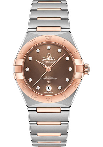 Omega Constellation Manhattan Co-Axial Master Chronometer Watch - 29 mm Steel And Sedna Gold Case - Brown Diamond Dial