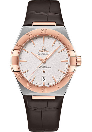 Omega Constellation OMEGA Co-Axial Master Chronometer - 39 mm Steel And Sedna Gold Case - Silvery Dial - Brown Leather Strap