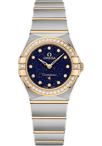 Omega Constellation Quartz - 25 mm Steel And Yellow Gold Case - Diamond Bezel - Blue Glass Diamond Dial