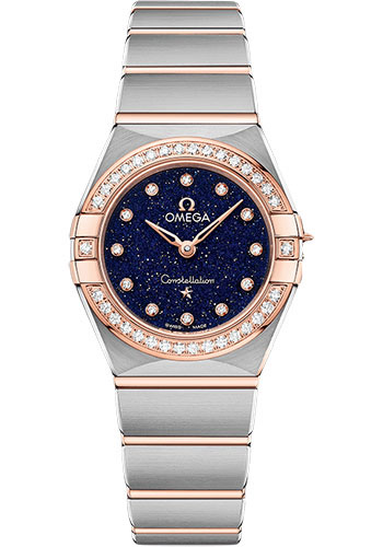 Omega Constellation Quartz - 25 mm Steel And Sedna Gold Case - Diamond Bezel - Blue Glass Diamond Dial