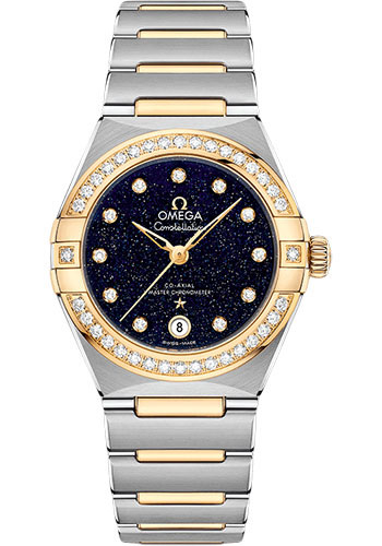 Omega Constellation Omega Co-Axial Master Chronometer - 29 mm Steel And Yellow Gold Case - Diamond Bezel - Blue Glass Diamond Dial