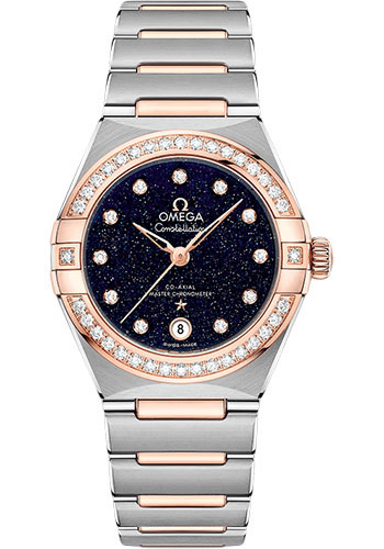Omega Constellation Omega Co-Axial Master Chronometer - 29 mm Steel And Sedna Gold Case - Diamond Bezel - Blue Glass Diamond Dial