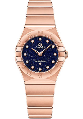 Omega Constellation Quartz - 25 mm Sedna Gold Case - Blue Glass Diamond Dial