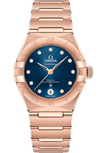Omega Constellation Manhattan Co-Axial Master Chronometer Watch - 29 mm Sedna Gold Case - Blue Diamond Dial