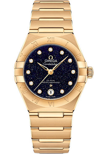 Omega Constellation Omega Co-Axial Master Chronometer - 29 mm Yellow Gold Case - Blue Glass Diamond Dial