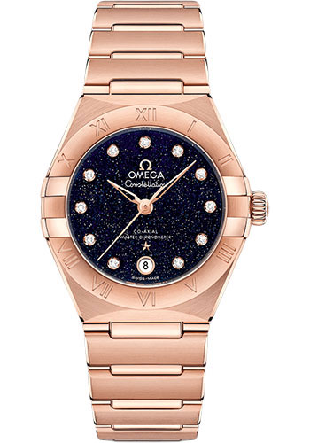 Omega Constellation Omega Co-Axial Master Chronometer - 29 mm Sedna Gold Case - Blue Glass Diamond Dial