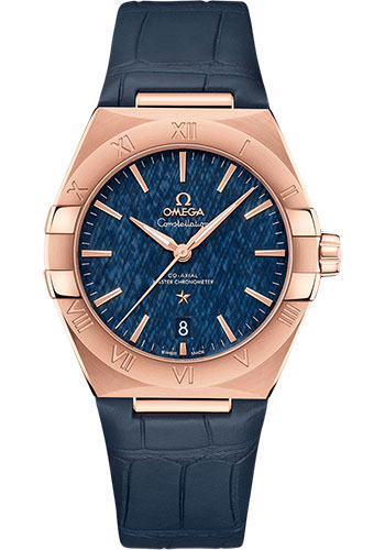 Omega Constellation OMEGA Co-Axial Master Chronometer - 39 mm Sedna Gold Case - Blue Dial - Brown Leather Strap