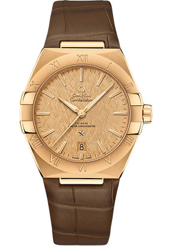 Omega Constellation OMEGA Co-Axial Master Chronometer - 39 mm Yellow Gold Case - Champagne Dial - Brown Leather Strap
