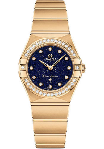 Omega Constellation Quartz - 25 mm Yellow Gold Case - Diamond Bezel - Blue Glass Diamond Dial