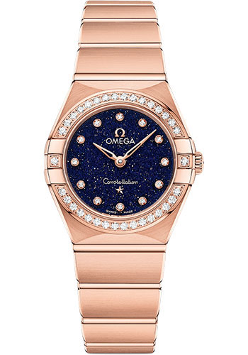 Omega Constellation Quartz - 25 mm Sedna Gold Case - Diamond Bezel - Blue Glass Diamond Dial