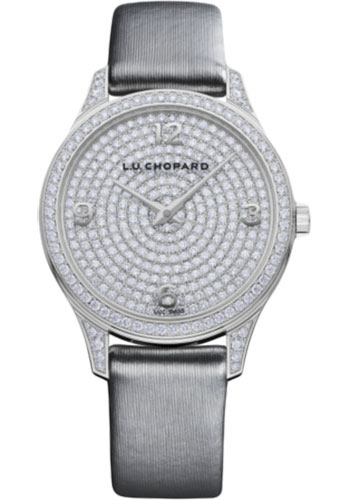 Chopard L.U.C XP Watch - 35.00 mm White Gold Diamond Case - Diamond-Set Bezel - Diamond-Set Gold Dial - Silver Strap