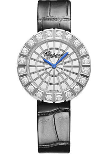 Chopard Ice Cube Watch - 36.00 mm White Gold Case - Diamond-Set Bezel - Sparkling Trapezium Dial - Black Strap