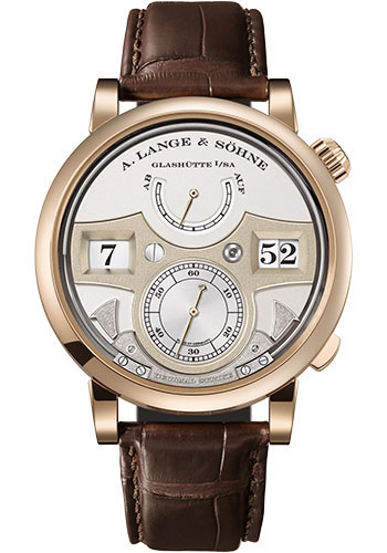 A. Lange & Söhne Zeitwerk Decimal Strike - 44.2mm Honey Gold Case - Argenté Dial - Dark-Brown Strap