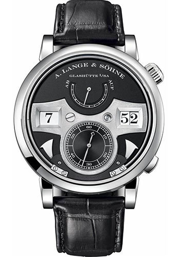 A. Lange & Söhne Zeitwerk Striking Time Watch - 44.2mm White Gold Case - Black Dial - Black Alligator Strap