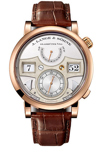 A. Lange & Söhne Zeitwerk Striking Time Watch - 44.2mm Pink Gold Case - Silver Dial - Brown Alligator Strap