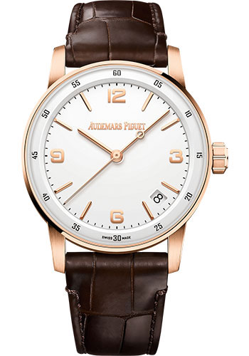 Audemars Piguet Code 11.59 by Audemars Piguet - Chronograph - 41mm Pink Gold Case - White Dial - Brown Alligator Strap