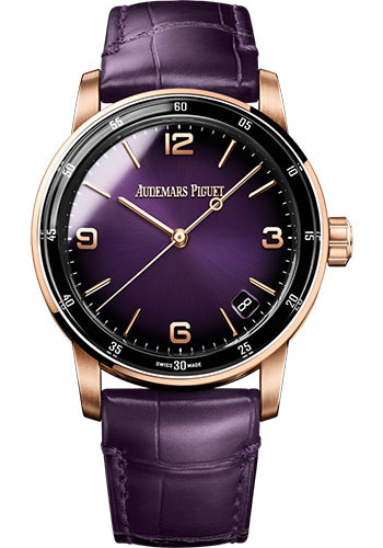 Audemars Piguet Code 11.59 by Audemars Piguet - Chronograph - 41mm Pink Case - Purple Dial - Purple Alligator Strap