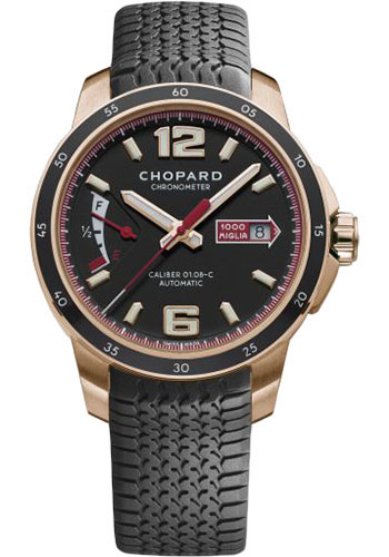 Chopard Mille Miglia GTS Power Control Watch - Rose Gold Case - Matte Black Dial - Black Strap