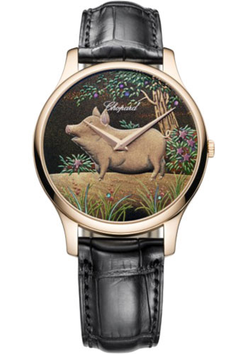 Chopard L.U.C XP Urushi Year Of The Pig Watch - Rose Gold Case - Urushi Lacquer Dial - Black Strap