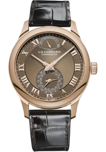 Chopard L.U.C Quattro Watch - Rose Gold Case - Galvanic Brown Dial - Brown Strap