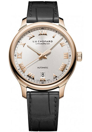 Chopard L.U.C 1937 Classic Watch - Rose Gold Case - Silver Dial - Black Alligator Strap