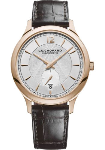 Chopard L.U.C XPS 1860 Watch - Rose Gold Case - Galvanic Silver Dial - Brown Strap