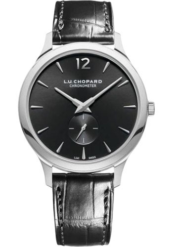 Chopard L.U.C XPS Watch - 40.00 mm White Gold Case - Galvanic Black Dial - Black Strap