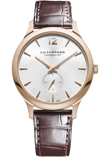 Chopard L.U.C XPS Watch - 40.00 mm Rose Gold Case - Galvanic Silver Dial - Brown Strap